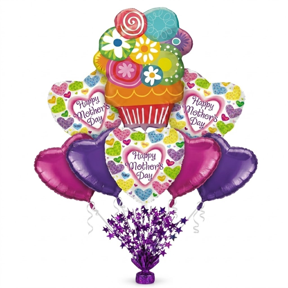 PMU 9pc Mothers Day Balloon Bouquet Set with Balloon Weight