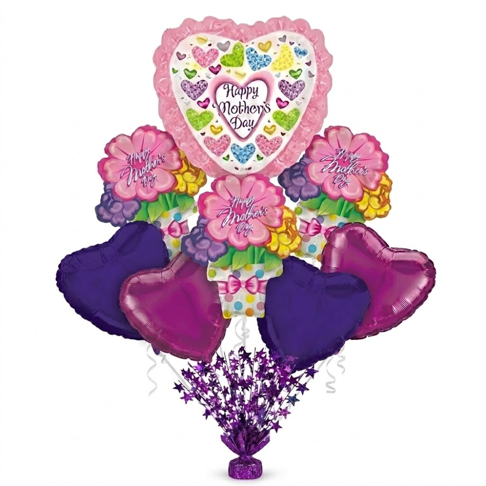 PMU 9pc Mothers Day Balloon Bouquet Set with Balloon Weight