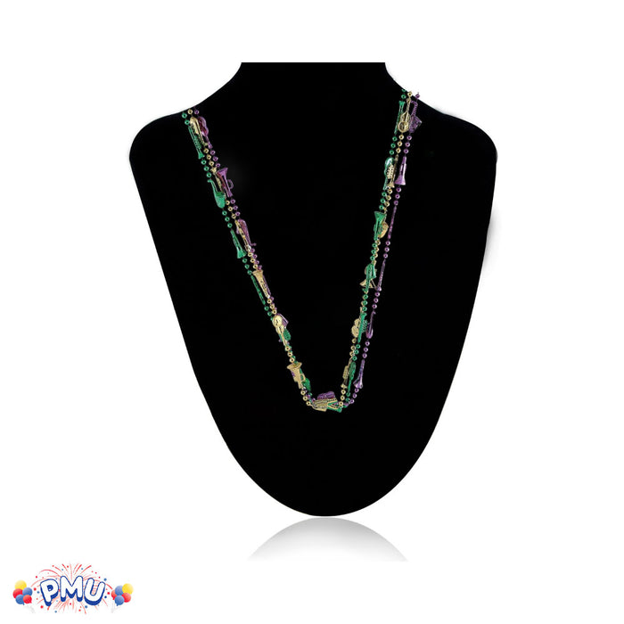 PMU Mardi Gras Metallic Beads, Carnival Party, Necklace, Party Favor
