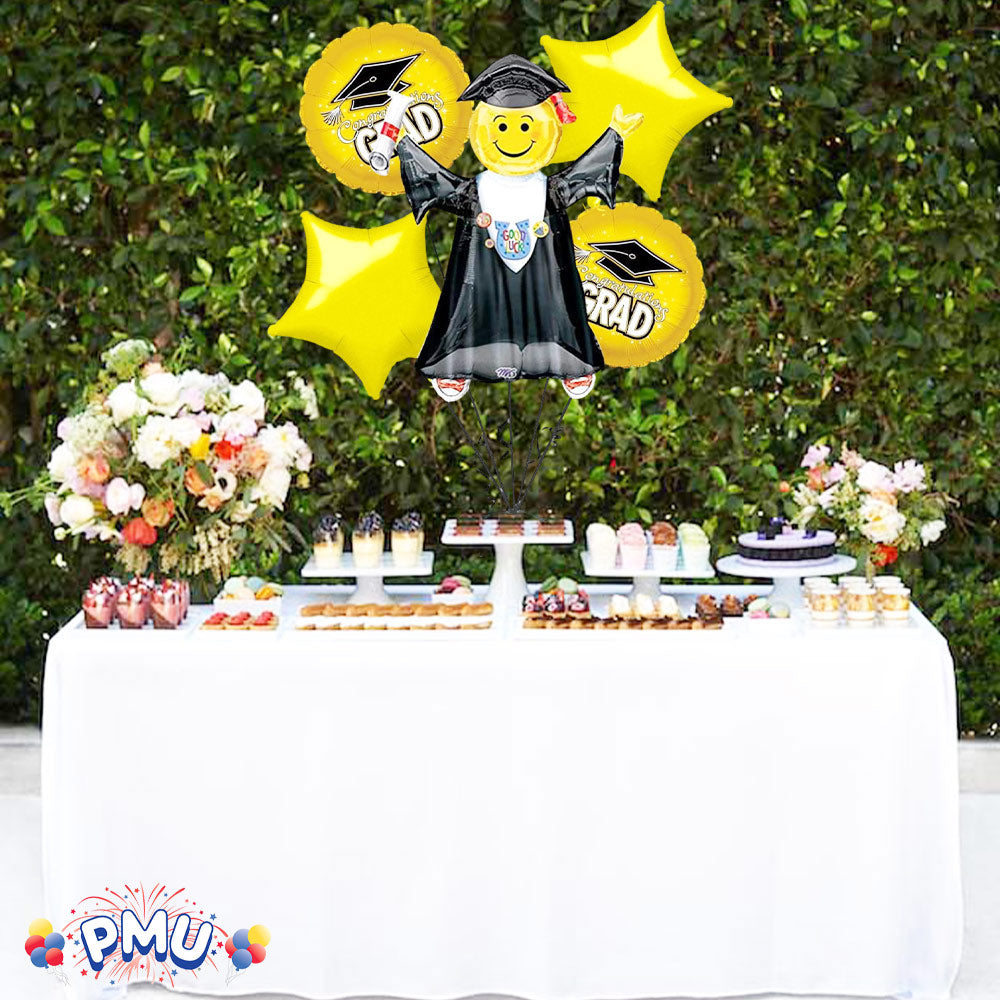 PMU Graduation Jumping Smiley Grad Balloon Bouquet (5/Pkg) Pkg/1