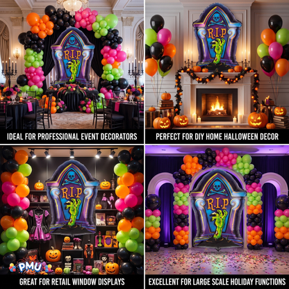PMU Halloween Mylar Foil Balloons for Halloween Party Decorations, Haunted House, Photo Booth & Spooky Celebrations