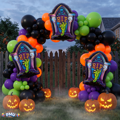 PMU Halloween Mylar Foil Balloons for Halloween Party Decorations, Haunted House, Photo Booth & Spooky Celebrations