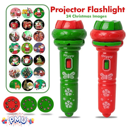 PMU Christmas Light Up Door Cover 30 Inch x 60 Inch and Flashlight Projector for Kids