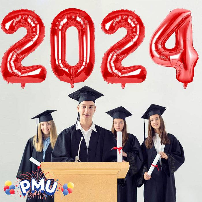 PMU New Year's Eve Party "2024" 16 & 40 in Number Mylar Balloons 2024 New Year, Graduation, Birthday, Special Events Accessories Party Celebration (4/pkg) Pkg/1