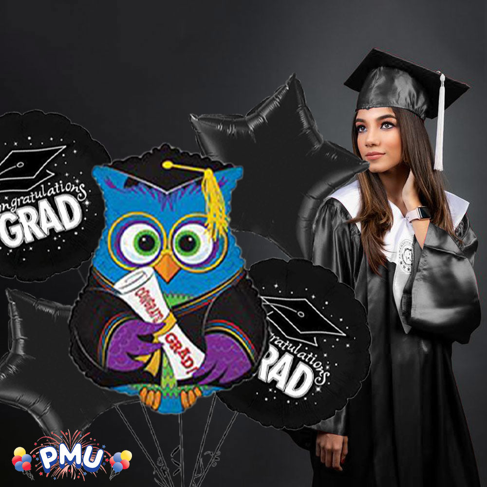 PMU Graduation Jumping Smiley Grad Balloon Bouquet (5/Pkg) Pkg/1