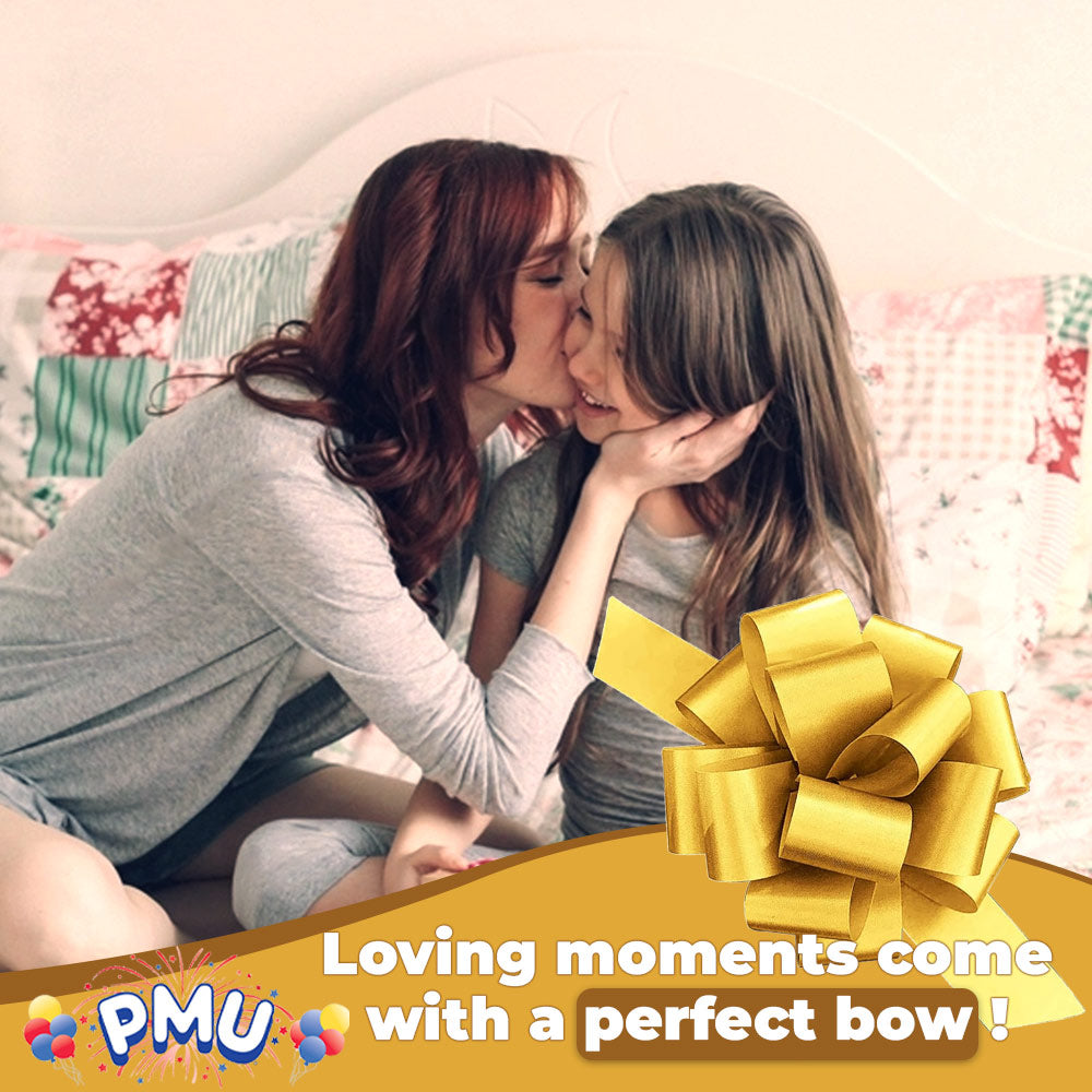 PMU Perfect Pull String Bows - Gift Bows for Wedding, Birthdays & Anniversaries - Ribbon Bows for Flowers & Basket Decoration - Large Bow for Gift Wrapping - 5 Inch 20 Loops