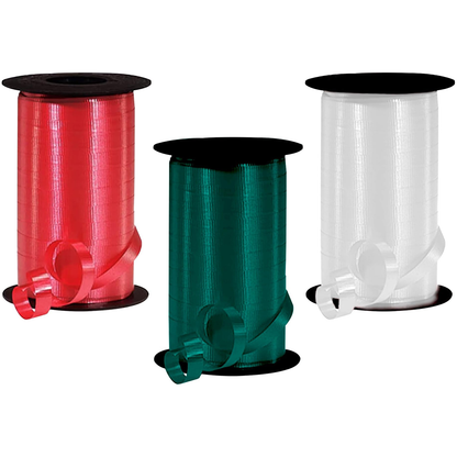 PMU Christmas Curling Ribbon Assortment Pack of 3 Rolls Hunter Green, Red & White; Holiday Party Crafts Supplies Decorations, Birthday Party Decorations, Festival Art Craft & Christmas Décor 3/8 Inch X 250 Yards