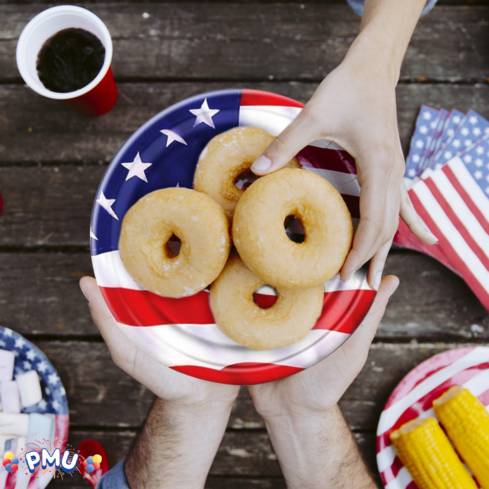 PMU Patriotic Stars and Stripes American Flag Patterned Paper Patriotic Party Tableware