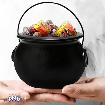 PMU Halloween Cauldron - Blow Mold Plastic Party Accessory - Candy Holder for Kids - Halloween Party Favors & Supplies - 8 Inch