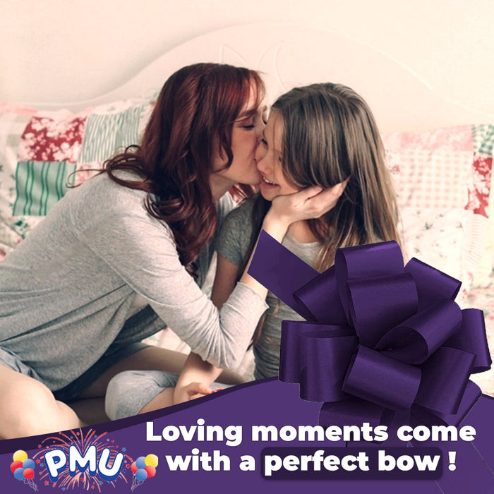 PMU Pull String Bows - Gift Bows for Wedding, Birthdays & Anniversaries - Ribbon Bows for Flowers & Basket Decoration - Large Bow for Gift Wrapping - 5 Inch 20 Loops