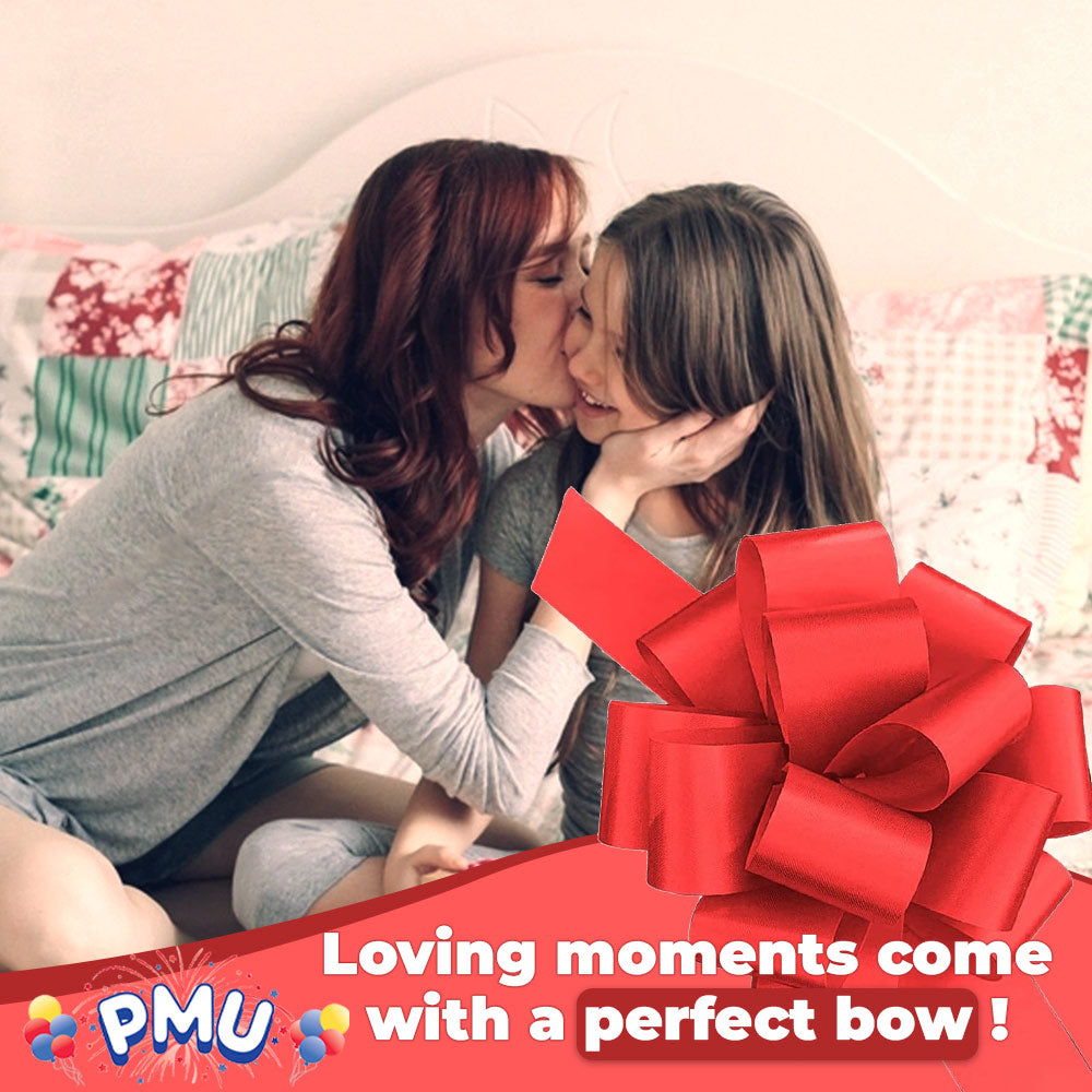 PMU Perfect Pull String Bows - Gift Bows for Wedding, Birthdays & Anniversaries - Ribbon Bows for Flowers & Basket Decoration - Large Bow for Gift Wrapping - 5 Inch 20 Loops