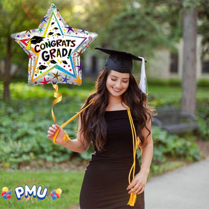 PMU Graduation Congrats Grad Star Shape 30 Inch Mylar Balloon