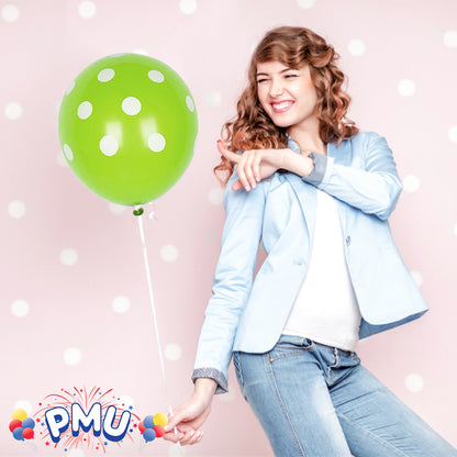 PMU Polka Dot Balloons PartyTex 11 Inch with All-Over Print White Dots