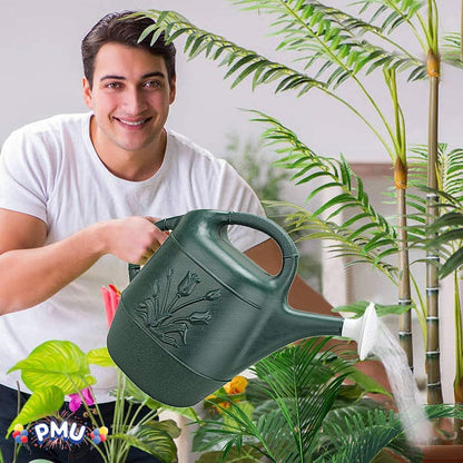PMU 2 Gallon Watering Can - Garden Watering Can for Indoor & Outdoor Plants - Plastic Water Can with Detachable Sprinkler Head - Large Water Pot, Made in USA