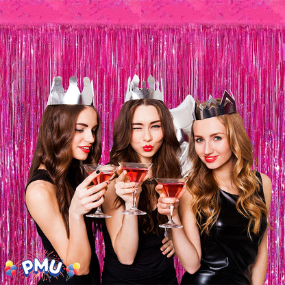 PMU Metallic Fringe Curtains | Metallic Foil Fringe Backdrop Curtains | Fringe Backdrop for Graduation, Birthday Party Decorations, Baby Shower, Disco Party |3ft x 8ft