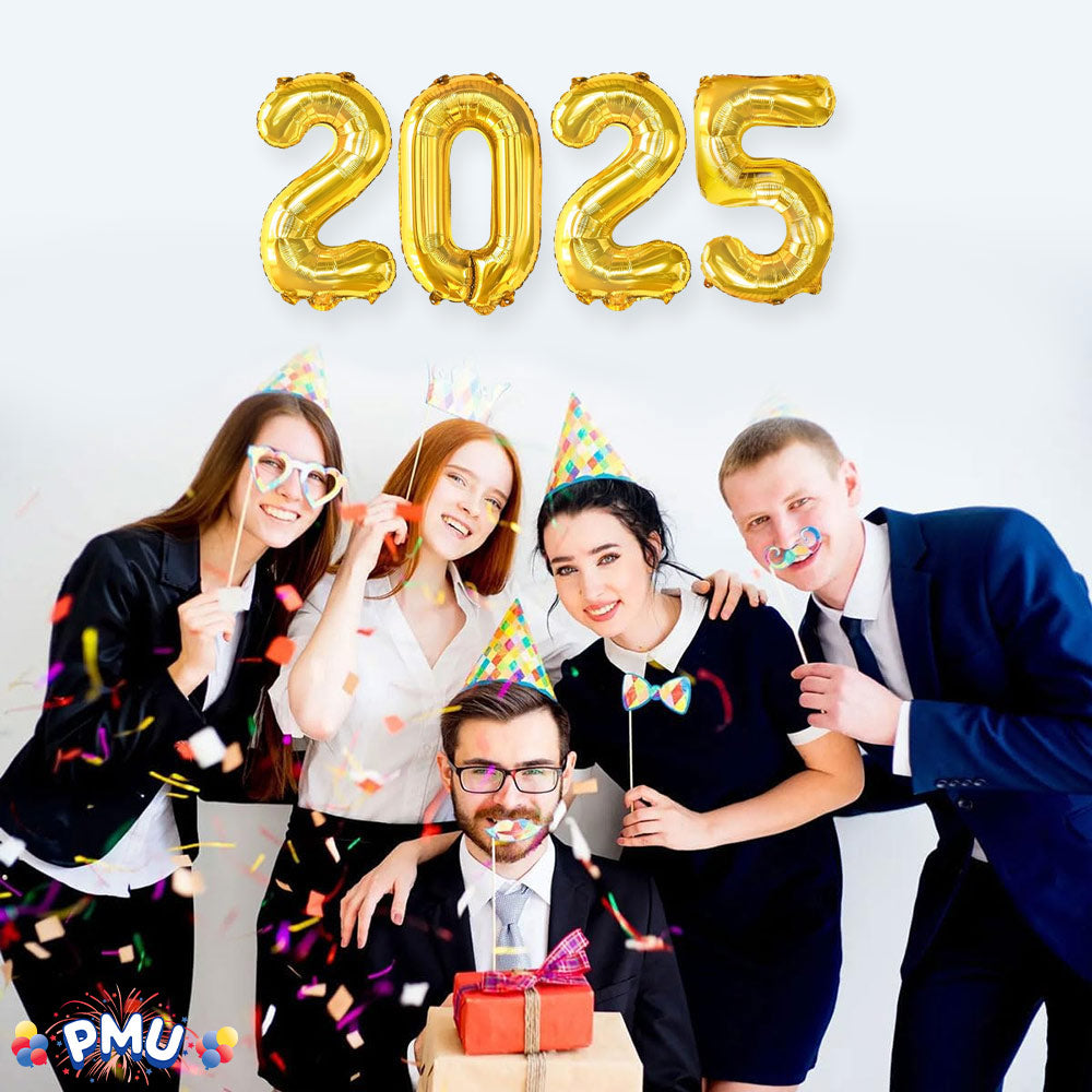 PMU New Year's Eve Party "2025" 16inch, 30inch, & 40inch in Number Mylar Balloons 2025 New Year, Graduation, Birthday, Special Events Accessories Party Celebration (4/pkg) Pkg/1