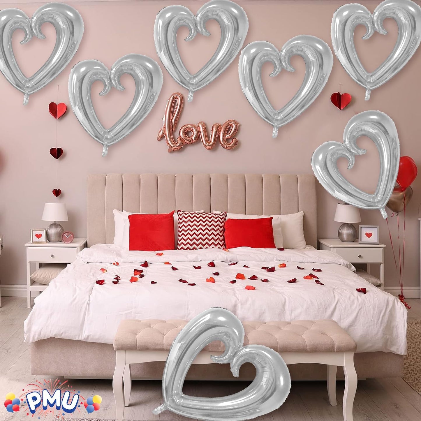 PMU Heart Shaped 24 Inch Open Center Mylar Balloon