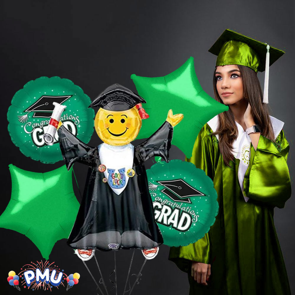 PMU Graduation Jumping Smiley Grad Balloon Bouquet (5/Pkg) Pkg/1