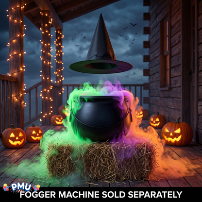 PMU 2 Pc Halloween Witch Cauldron Set – 8 Inch Black Cauldron Bowl & Witch Hat for Halloween Party Decorations, Tabletop & Home Décor