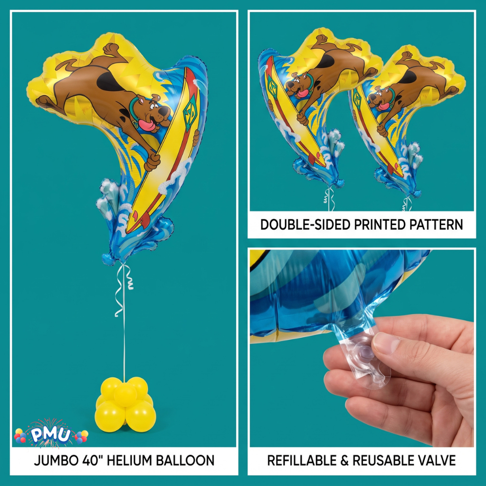 PMU 25 Pc Scooby-Do 40Inch Mylar Balloon For Birthday, Party Supplies & Decorations Surfing