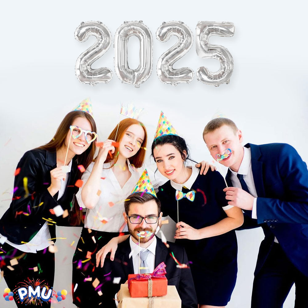 PMU New Year's Eve Party "2025" 16inch, 30inch, & 40inch in Number Mylar Balloons 2025 New Year, Graduation, Birthday, Special Events Accessories Party Celebration (4/pkg) Pkg/1