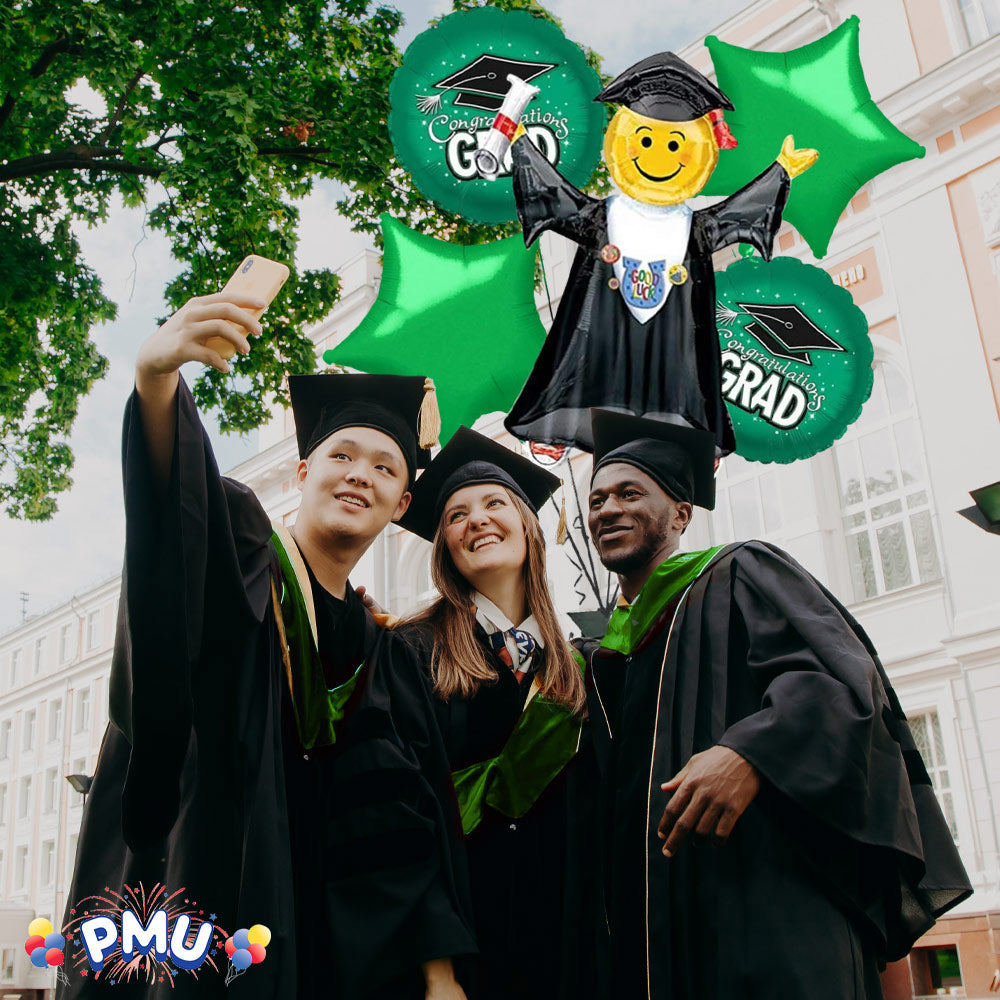 PMU Graduation Jumping Smiley Grad Balloon Bouquet (5/Pkg) Pkg/1