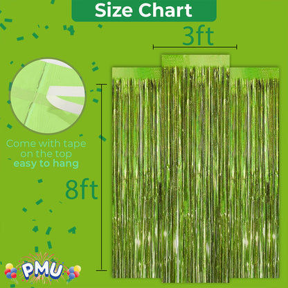 PMU Metallic Fringe Curtains | Metallic Foil Fringe Backdrop Curtains | Fringe Backdrop for Graduation, Birthday Party Decorations, Baby Shower, Disco Party |3ft x 8ft