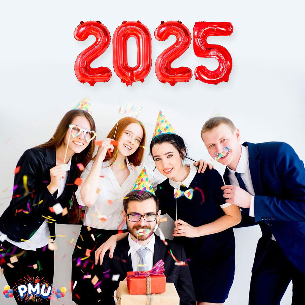 PMU New Year's Eve Party "2025" 16inch, 30inch, & 40inch in Number Mylar Balloons 2025 New Year, Graduation, Birthday, Special Events Accessories Party Celebration (4/pkg) Pkg/1