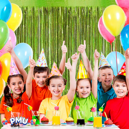 PMU Metallic Fringe Curtains | Metallic Foil Fringe Backdrop Curtains | Fringe Backdrop for Graduation, Birthday Party Decorations, Baby Shower, Disco Party |3ft x 8ft