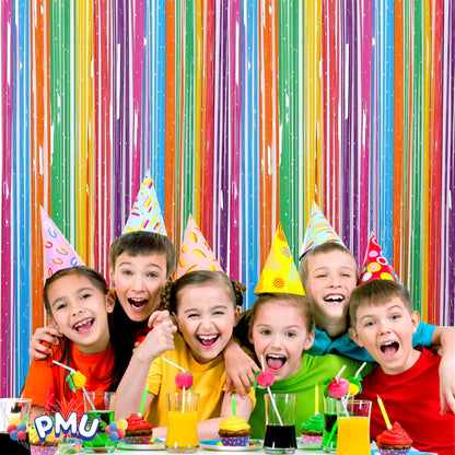 PMU Metallic Fringe Curtains | Metallic Foil Fringe Backdrop Curtains | Fringe Backdrop for Graduation, Birthday Party Decorations, Baby Shower, Disco Party |3ft x 8ft