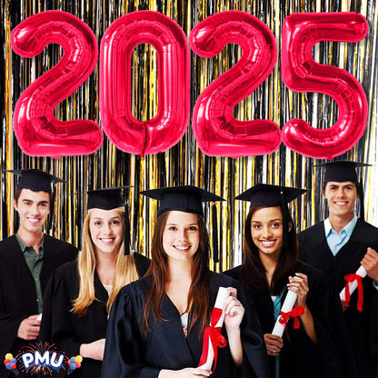 PMU New Year's Eve Party "2025" 16inch, 30inch, & 40inch in Number Mylar Balloons 2025 New Year, Graduation, Birthday, Special Events Accessories Party Celebration (4/pkg) Pkg/1