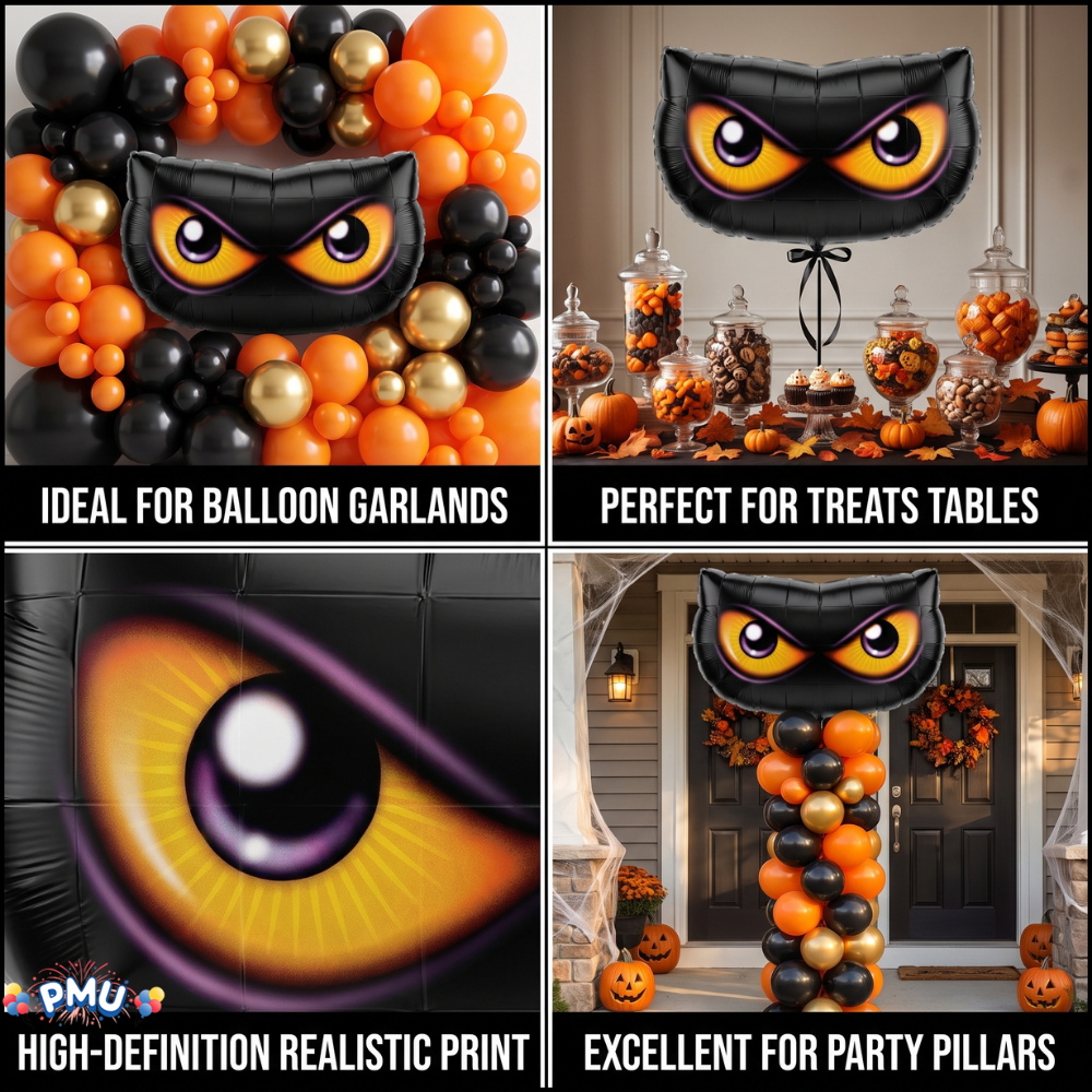 PMU Halloween Mylar Foil Balloons for Halloween Party Decorations, Haunted House, Photo Booth & Spooky Celebrations
