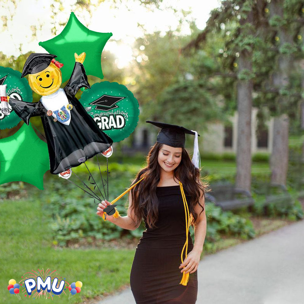 PMU Graduation Jumping Smiley Grad Balloon Bouquet (5/Pkg) Pkg/1