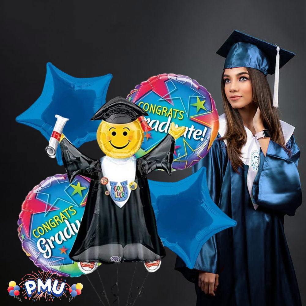 PMU Graduation Jumping Smiley Grad Balloon Bouquet (5/Pkg) Pkg/1