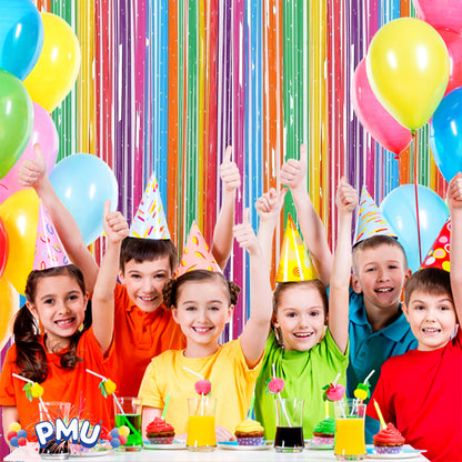 PMU Metallic Fringe Curtains | Metallic Foil Fringe Backdrop Curtains | Fringe Backdrop for Graduation, Birthday Party Decorations, Baby Shower, Disco Party |3ft x 8ft