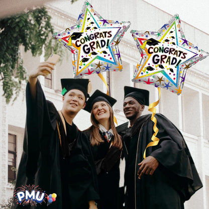 PMU Graduation Congrats Grad Star Shape 30 Inch Mylar Balloon