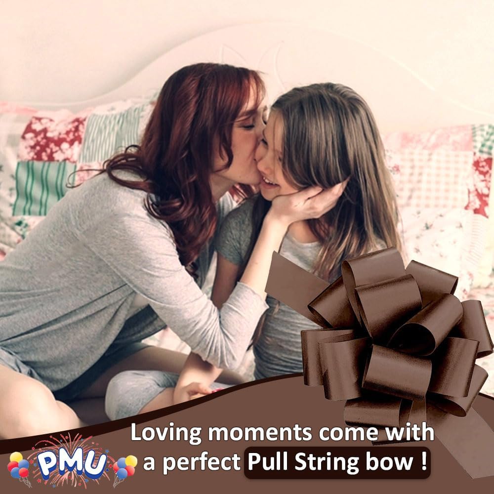 PMU Perfect Pull String Bows - Gift Bows for Wedding, Birthdays & Anniversaries - Ribbon Bows for Flowers & Basket Decoration - Large Bow for Gift Wrapping - 5 Inch 20 Loops