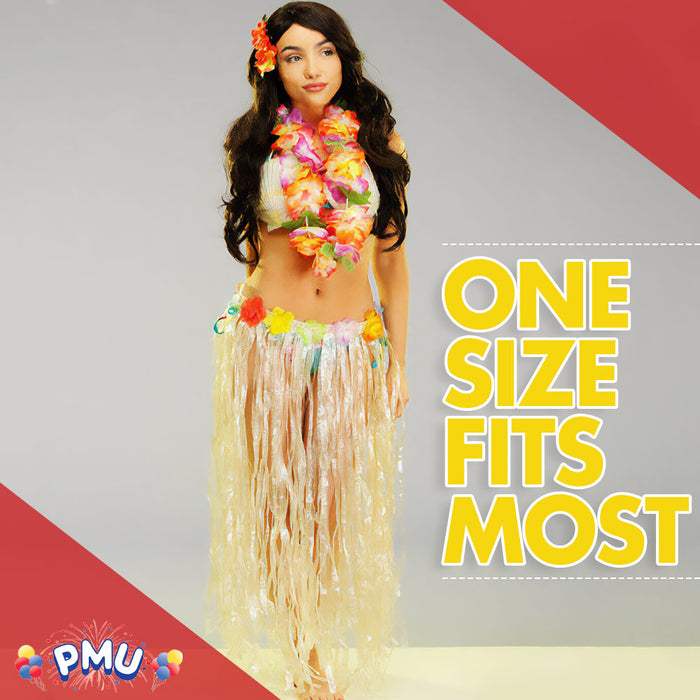 PMU Hawaiian Luau - Deluxe Grass Skirt W/Flower Trim Party Accessory