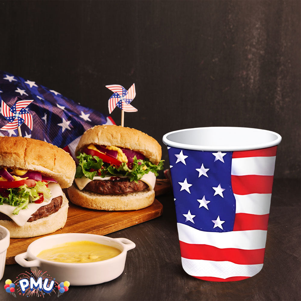 PMU Patriotic Stars and Stripes American Flag Patterned Paper Patriotic Party Tableware