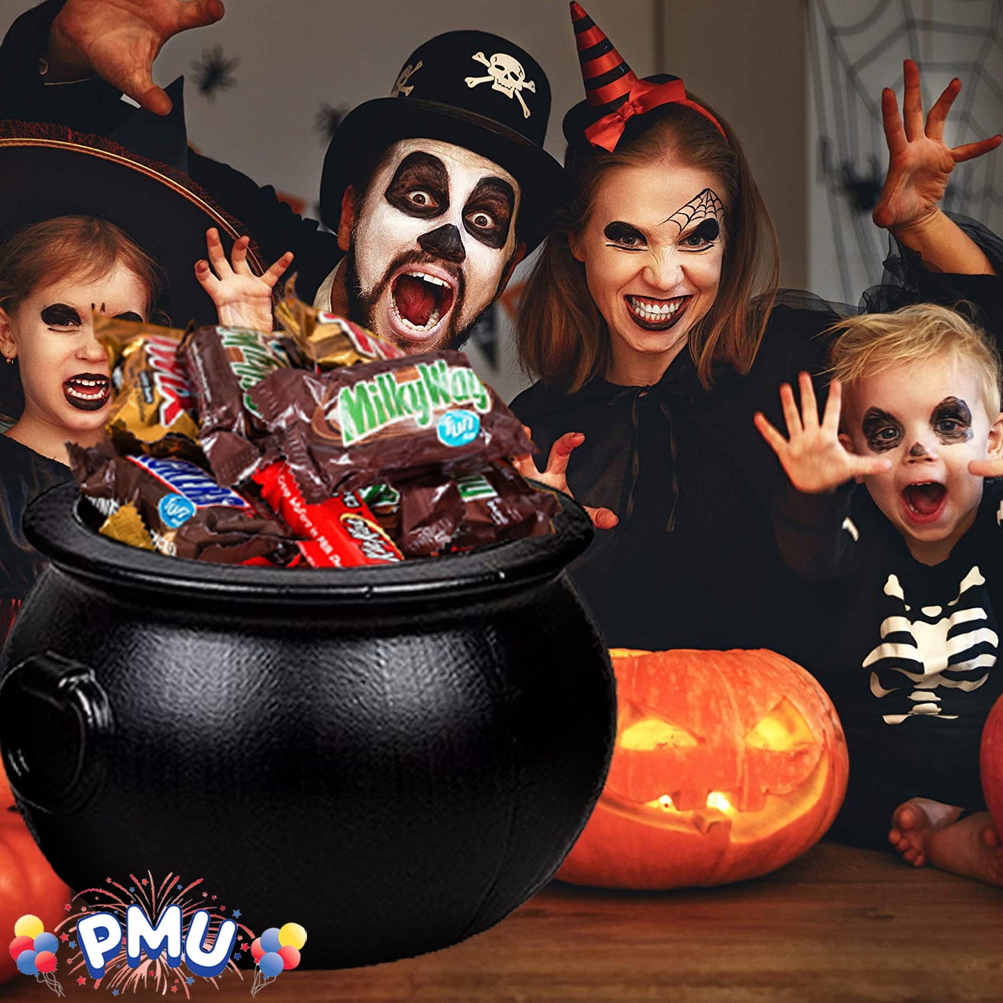 PMU Halloween Cauldron - Multi-Pack Assortment Plastic Candy Holder for Kids - Halloween Party Favors & Supplies