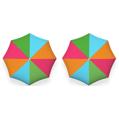 PMU Beach Umbrella 6 feet Opens to 72 inches Multicolor Beach Parasol and Outdoor Sun Protection Polyester