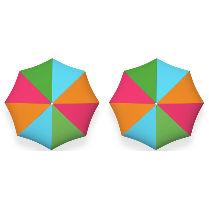 PMU Beach Umbrella 6 feet Opens to 72 inches Multicolor Beach Parasol with Carrying Sleeve for Beach, Patio, and Outdoor Sun Protection Polyester