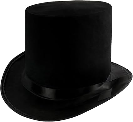 PMU Black Top Hat, Magician Felt Hat for Men, Coachman, Victorian, Ringmaster, Dress Up Party Hat