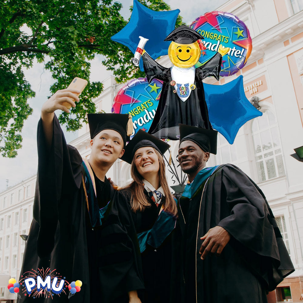 PMU Graduation Jumping Smiley Grad Balloon Bouquet (5/Pkg) Pkg/1