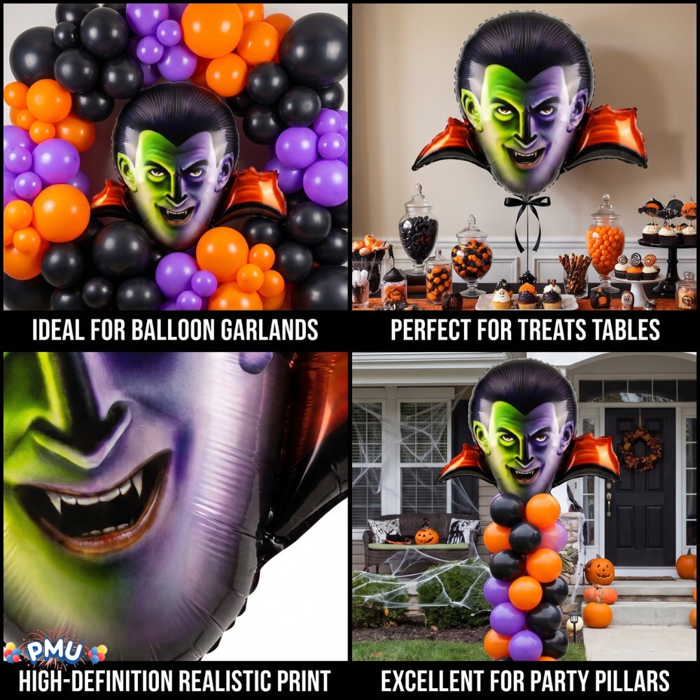 PMU Halloween Mylar Foil Balloons for Halloween Party Decorations, Haunted House, Photo Booth & Spooky Celebrations
