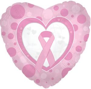 PMU Breast Cancer Promise, Hope, Cure Heart Shaped Pink Balloon (17 Inch Mylar)