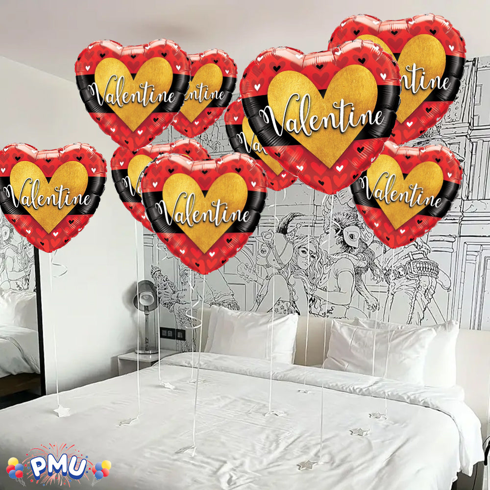 PMU Heart Shaped Happy Valentine's Day Balloons 18-Inch Mylar Idea Gift for Him or Her & Valentine Party Decorations