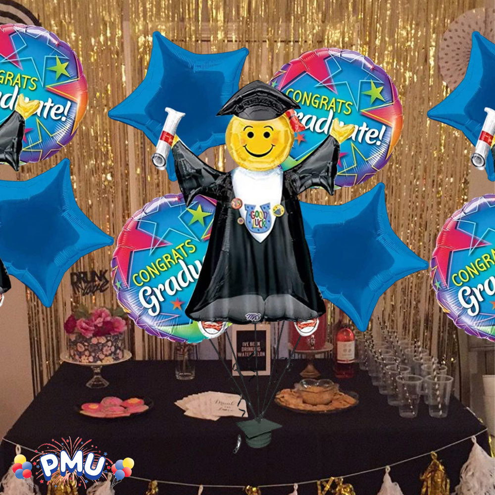 PMU Graduation Jumping Smiley Grad Balloon Bouquet (5/Pkg) Pkg/1