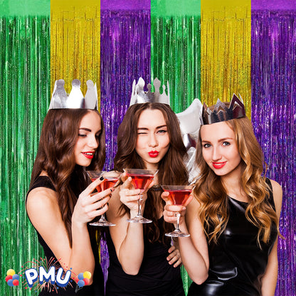PMU Metallic Fringe Curtains | Metallic Foil Fringe Backdrop Curtains | Fringe Backdrop for Graduation, Birthday Party Decorations, Baby Shower, Disco Party |3ft x 8ft