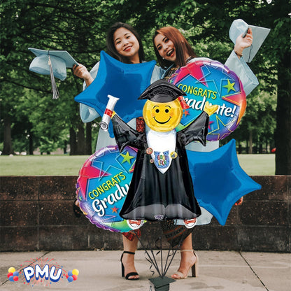 PMU Graduation Jumping Smiley Grad Balloon Bouquet (5/Pkg) Pkg/1